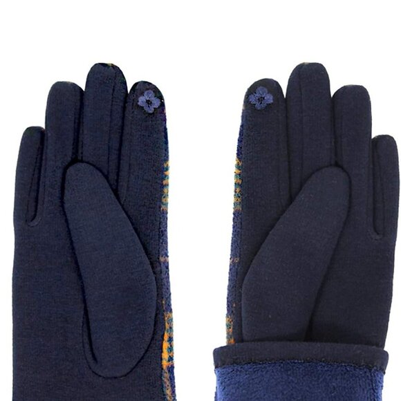 Black Button Plaid Smart Gloves Fleece Lined Smart Touch Text Friend - Picture 8 of 9